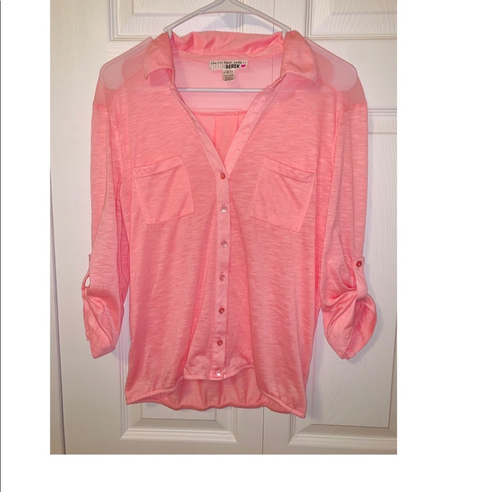 Bubble Gum Pink Button Down Shirt👚